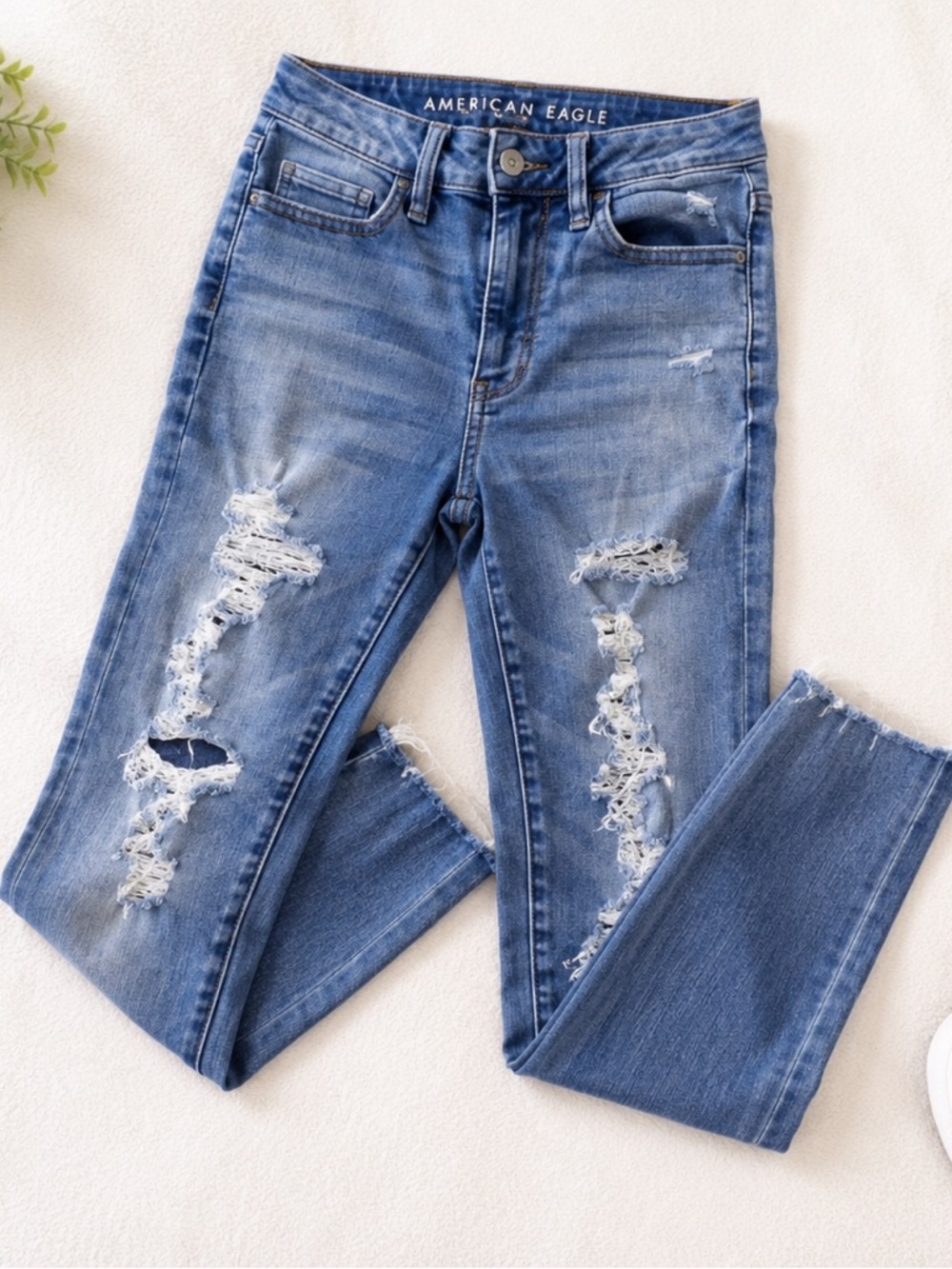 American Eagle Next Level Stretch High Rise Distressed Skinny Jeans Size 0